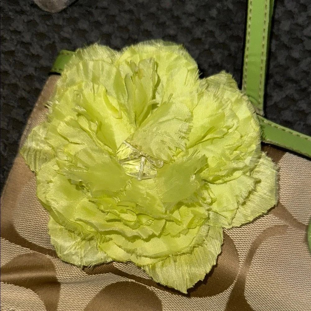 Coach Green and Tan Signature Tote Bag - Picture 3 of 14